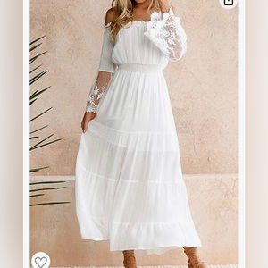 White Boho lace strapless dress